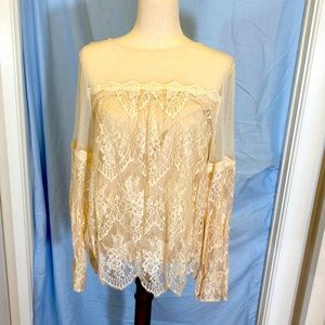 Sundance catalog ecru colored lace blouse. New without tags. Never worn.
